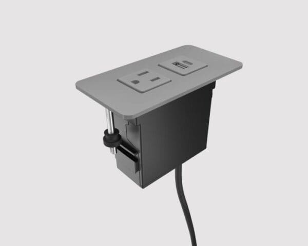 Plastic Surface Mount Mini-Tap, 120-in, Storm, 1 Power + 1 USB-A+C