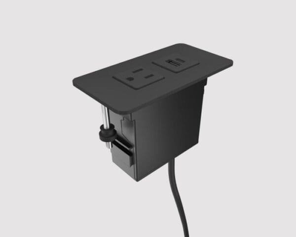 Plastic Surface Mount Mini-Tap, 120-in, Black, 1 Power + 1 USB-A+C, with Tamper Resistant Outlets