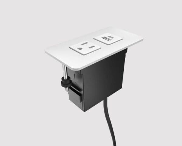 Plastic Surface Mount Mini-Tap, 72-in, White, 1 Power + 1 USB-A+C