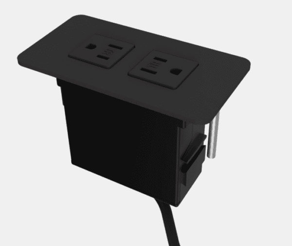 Plastic Surface Mount Mini-Tap, 120-in, Black, 2 Power, with Tamper Resistant Outlets