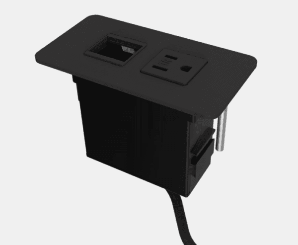 Plastic Surface Mount Mini-Tap, 120-in, Black, 1 Power + 1 Open, with Tamper Resistant Outlets