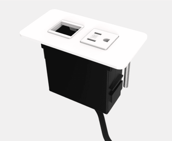 Plastic Surface Mount Mini-Tap, 72-in, White, 1 Power + 1 Open, with Tamper Resistant Outlets