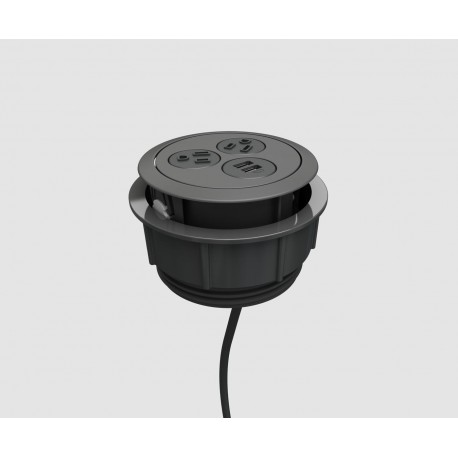 Byrne Eclipse 2 Power/1 USB (Black) Rotating Power Grommet 10 ft Cord
