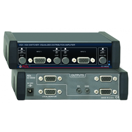 RDL - EZ-VM24E VGA/XGA Switcher/Equalizer Amplifier - 2 Inputs, 4 Outputs