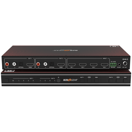 4x2 Quad Multi-viewer 4K60 18Gbps with Seamless Matrix Switcher and Audio De-embedder