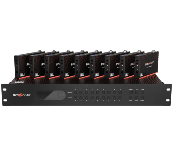 9x9 4K UHD Seamless HDMI Matrix Switcher/Video Wall Processor/MultiViewer Over Cat5/6/7 with 8xReceiver Kit