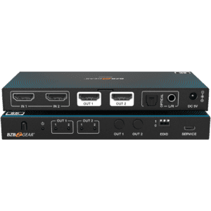 HDMI splitter with multiple input and output ports.