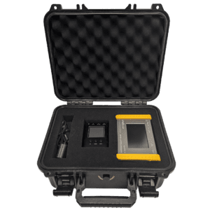 Hard case with electronic device inside.