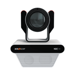 Video conferencing camera with black background.