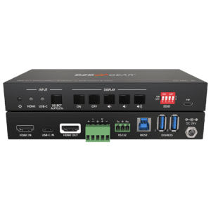 Black multi-port electronic device with connectors.