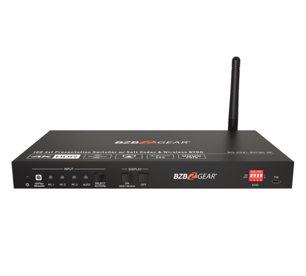 4-Port 4K UHD Conference Room Wireless Presentation Switcher with HDMI/USB-C/Soft Codec