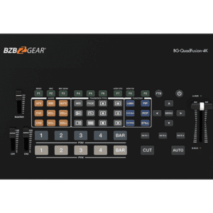 Video switcher with various buttons and controls.