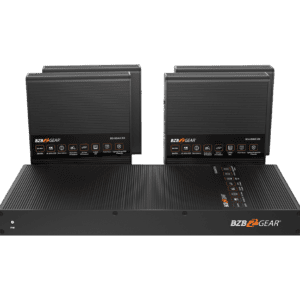 Black BZB Gear AV equipment on display.