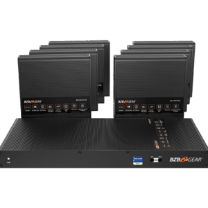 Video equipment set on black background.