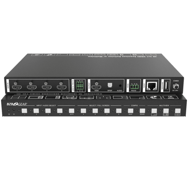 4X1 4K UHD HDMI Seamless Switcher Scaler and MultiViewer with IP/RS232 Control and Audio De-embedding