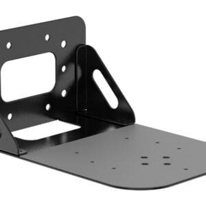 Black metal bracket with mounting holes.