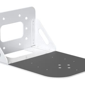 Wall-mounted bracket with multiple holes.