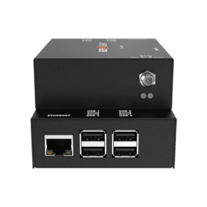 Black electronic device with multiple USB ports.