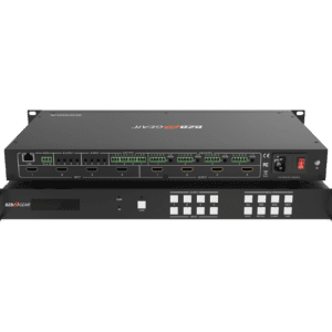 Audio-visual equipment with multiple input ports.