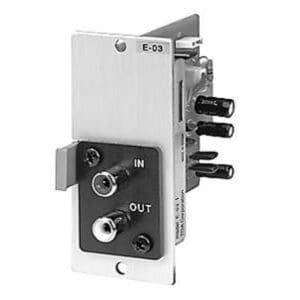 Audio input-output panel with connectors.