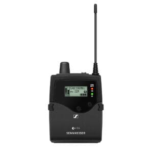 Wireless audio transmitter with digital display.