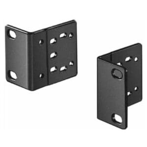 Metal corner brackets with multiple holes.