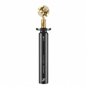 Gold and black Sennheiser Ambisonic microphone.