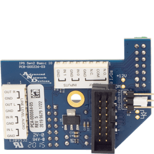 Blue electronic circuit board with connectors.