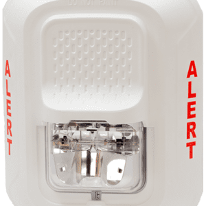 White emergency alert wall-mounted device.