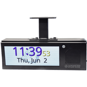 Digital clock displaying date and time.