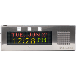 Digital clock displaying date and time.