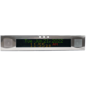 Digital clock displaying date and time.