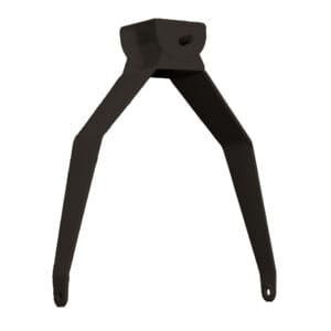 Black metal bracket with two arms.