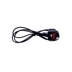 Black electrical power cord with plug.