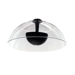 Clear dome security camera with black mount.
