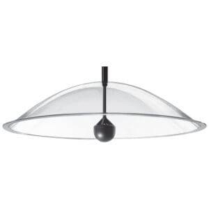 Clear dome-shaped modern ceiling light fixture.