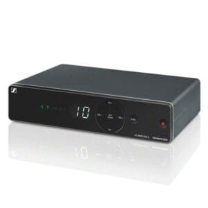 Wireless audio receiver with digital display.