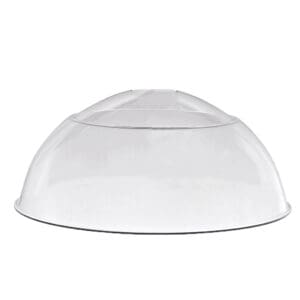 Clear plastic dome-shaped cover on white.
