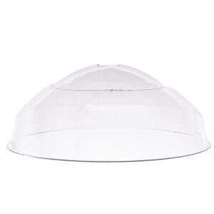Clear plastic dome on white background.