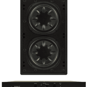 Dual subwoofer with control panel below.