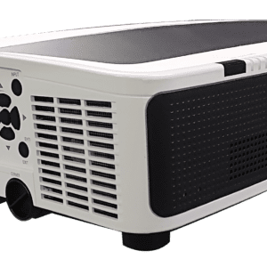 White projector with various input ports.
