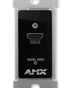 HDMI wall plate with AMX branding.