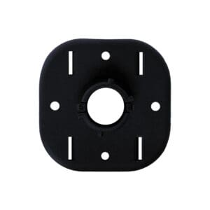 Black square mounting plate with central hole.