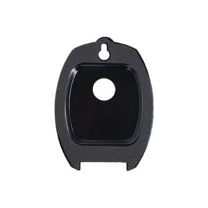 Black plastic key fob case with hole.