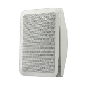White wall-mounted rectangular speaker.