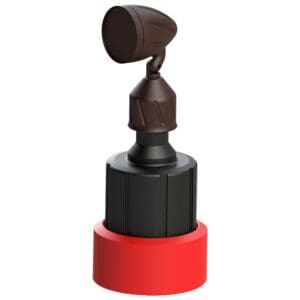 Red and black adjustable spray nozzle.