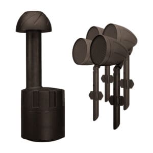 Outdoor speaker and spotlight set, black color.