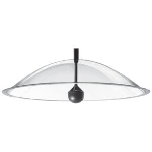 Modern dome-shaped transparent ceiling light fixture.