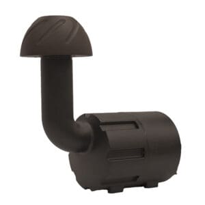 Black ventilation pipe with a curved design.