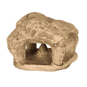 Stone-like cave ornament for aquarium decoration.
